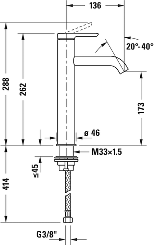 DURAVIT C.1 Waschtischmischer L Einhandmischer Mischbatterie Wasserhahn Schwarz - Bild 5 von 5