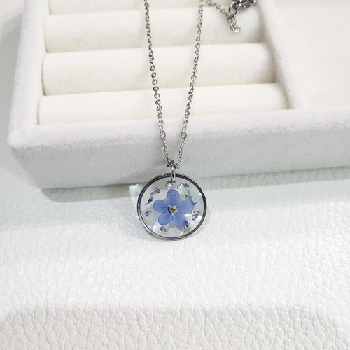 Forget Me Not Necklace Pressed Flower Necklace Resin Jewelry Handmade Jewelry 
