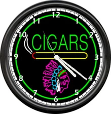 Cigar Store Indian Neon Color Cigars Wall Clock #176