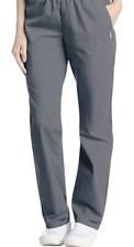 Landau Womens L Classic Covered Elastic Waistband Relaxed Pocket Gray Scrub Pant