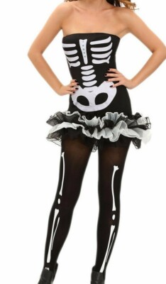 Sexy Fever Skeleton Halloween Dress Tutu Halloween Costume S / M