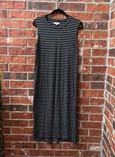 Madewell Womens Medium Black White Stripe Sleeveless Midi Long Casual Dress