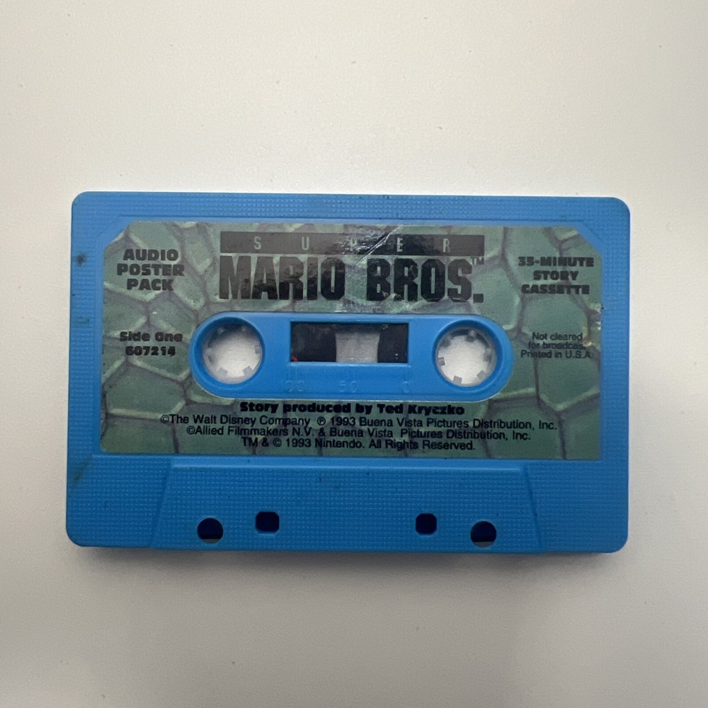 1993 Super Mario Bros. Audio Cassette Poster Pack Tape Tested