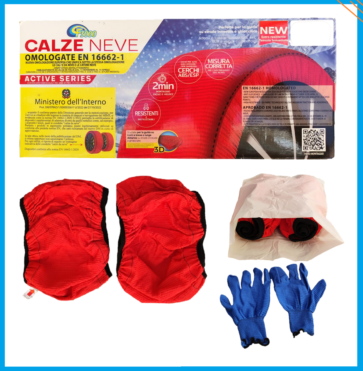 Calze Da Neve Omologate EN16662-1 225/35R19 – Antislittamento In Tessuto Con Montaggio Rapido 30s