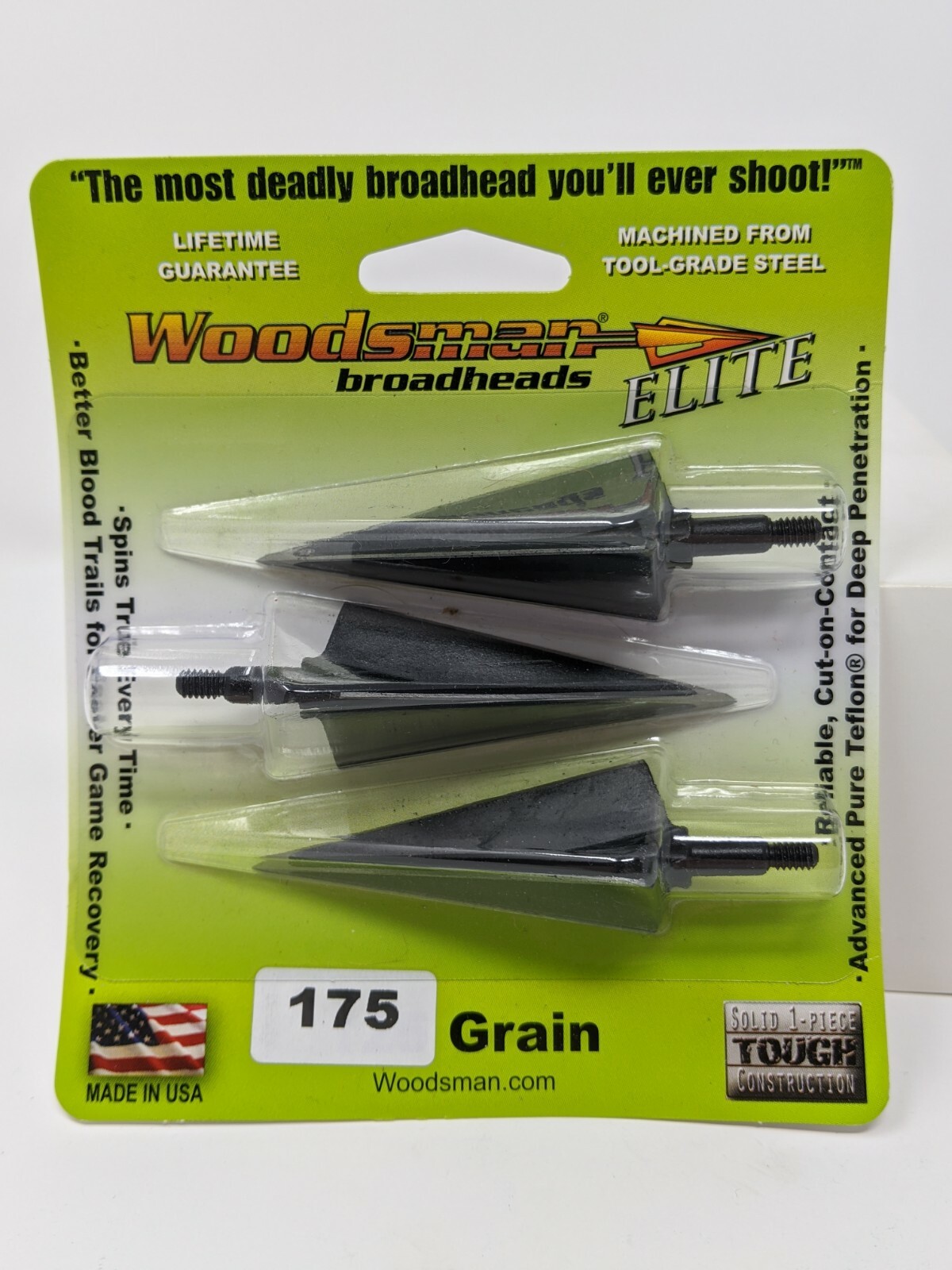 Woodsman ELITE 3 Blade Screw In Broadheads, 125, 150, 175, and 200