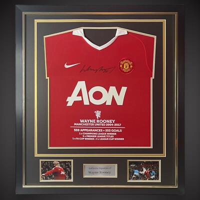 Framed Wayne Rooney Manchester United Stats Hand Signed Shirt