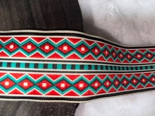 3 yards black red teal Diamond Woven Jacquard sewing trim ribbon 2"