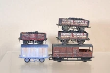 SLATER'S HORNBY RATIO KIT BUILT RAKE of 5 WEATHERED OPEN & BRAKE VAN WAGON 1om