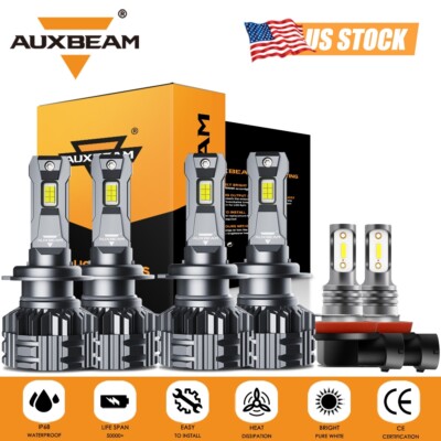For Hyundai Sonata 2011-2014 AUXBEAM Canbus LED Headlight High Low Kit+ Fog Lamp