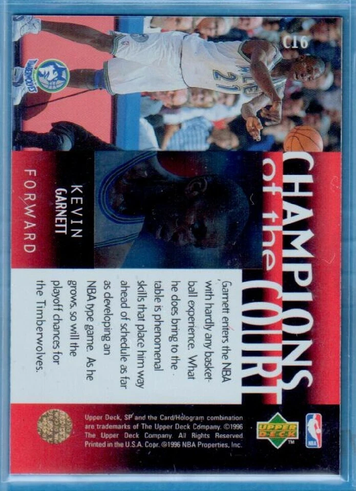 Kevin Garnett 1995-96 UD SP Champions of the Court Rookie! Timberwolves HOF 2020 - Image 2 of 2