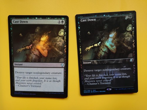 MTG Card. Cast DOwn x2 Black Foil as pictured inc promo -dominaria Instant