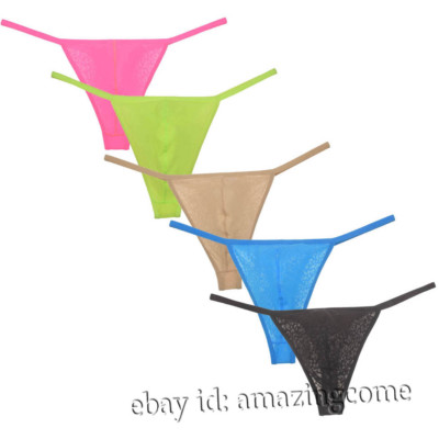Men Jacquard Lace Thong Underwear Guy G-string Shorts Breathable Jockstrap Pants