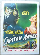 JOHNNY ANGEL GEORGE RAFT Rare movie poster 1940s Spanish Capitan Angel on linen