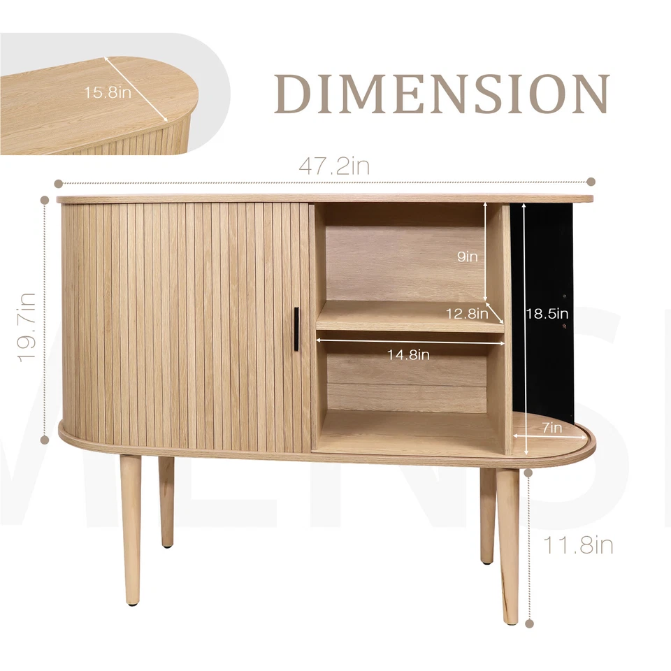 Aparador Armario Buffet 47.2" Armario de Almacenamiento Puertas Correderas Manijas Almacenamiento Foto 3 de 4