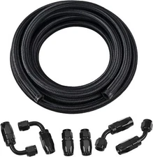 12AN Hose Nylon Stainless Steel Braided CPE Oil Fuel Line Hose Fittings Kit 10FT