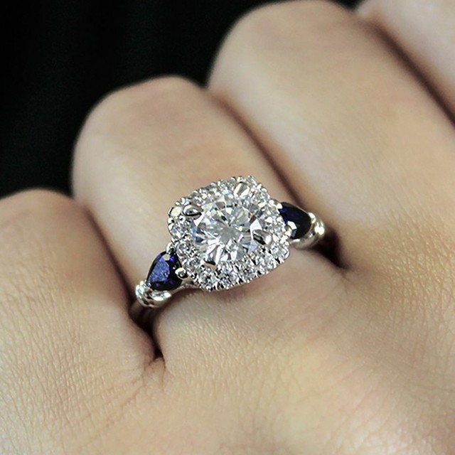 1.50Ct Round Cut Moissanite Sapphire Antique Engagement Ring 14k White