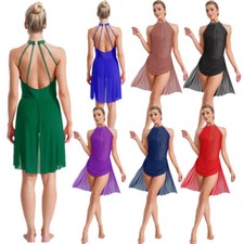 Women's Dancewear Stage Costume Rumba Dress Ice Skating Contemporary Mock Neck
