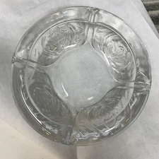 Vintage Glass Ashtray Rose Design KIG Indonesia 10 Heavy Round 6" roses