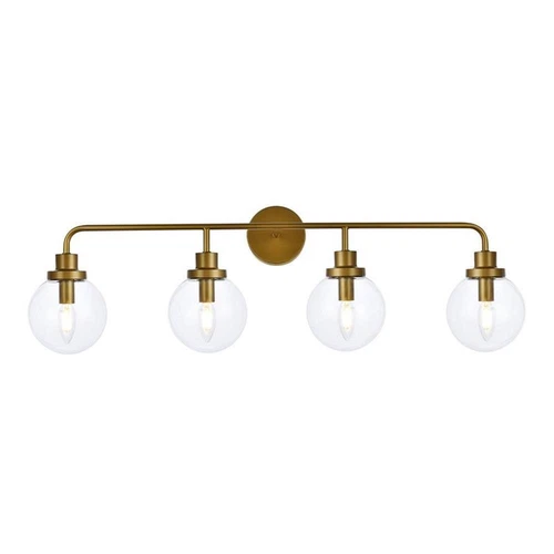 Living District Hanson 4-Light Metal Bath Sconce in Brass and Clear - Picture 1 of 7