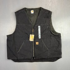 VTG Carhartt V26 BLK Washed Duck Sherpa Lined Vest Men  s 3XL -- NOS