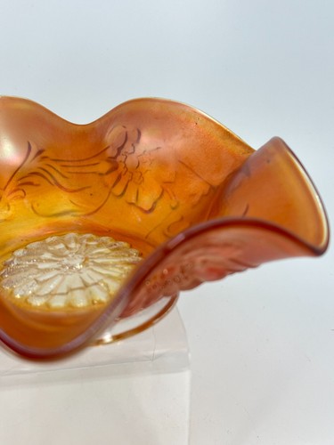 1940s Northwood Grape & Cable Carnival Glass Dish Marigold Glass Candy Dish VTG - Picture 24 of 24