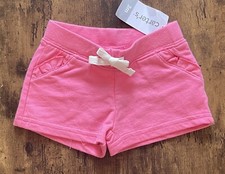 Carter's Baby Girls Solid Pink Ruffle 100 Cotton Elastic Pull On Shorts Pink 3M