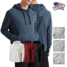 Mens HOODIE Pullover Sweatshirts T Shirts LIGHTweight Long Sleeve Hooded Tee