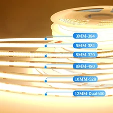 24V COB LED Strip Light Tape Light 384LEDs/m High Density Light Bar 3mm 5mm 8mm 