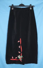 VTG EAGLE'S EYE Black Velvet CANDY CANE HOLIDAY/CHRISTMAS Slit A-LINE SKIRT 8