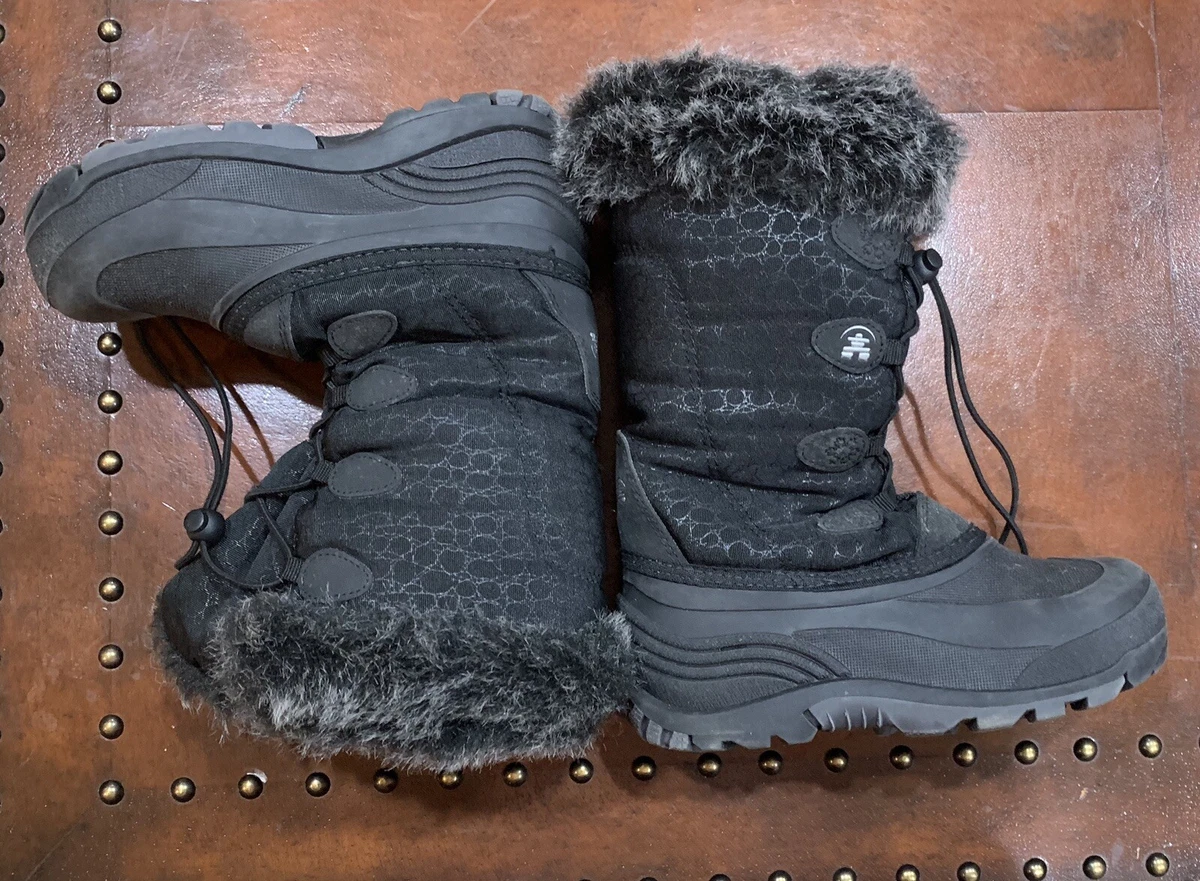 Girls black top boots size 3