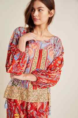 Anthropologie Sonrisa Paisley Top XS 2 Women's Casual Floral Blouse NEW 39599