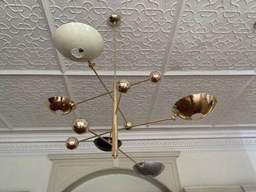 5 Light Pendant Mid Century Modern Raw Brass Sputnik Chandelier Ceiling Fixture