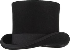 Men's Wool Felt Stage Magic Adults Costume Tall Top Hat 6.7" High X-Large Black