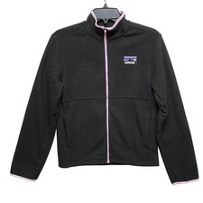 Avalanche Kids Black Textured Fleece Zip Up Jacket Lilac Trim Size L 14 16 NWT