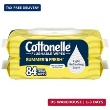 Cottonelle Summer Fresh Scented Flushable Wipes, 2 Packs, 42 Wipes per Pack