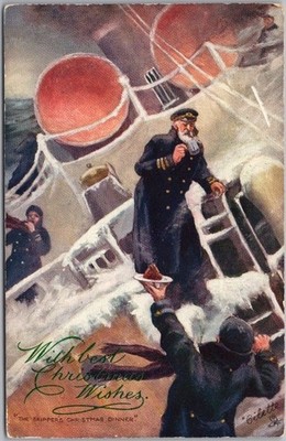 Vintage 1905 TUCK'S Oilette CHRISTMAS Postcard ''The Skipper's Christmas Dinner''