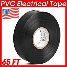 3/4" Wide Black Insulated Tape 65 FT PVC Electrical Tape Roll Indoor Outdoor Use