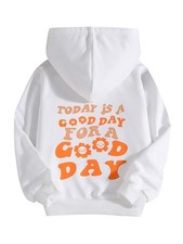 Girls Hoodie Cute Letter Graphic Long Sleeve Pullover Sweatshirt Kids Clothing