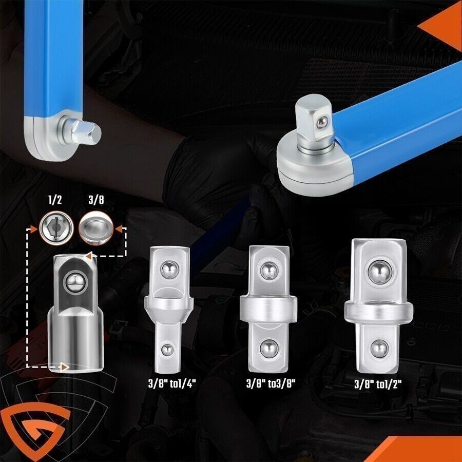 Offset Extension Wrench Set Ratchet Spanner Wrench with 4 Extender Adapter KY