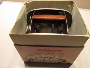 VINTAGE JOHNSON NESTOR CARD SHUFFLER WITH ORIGINAL BOX