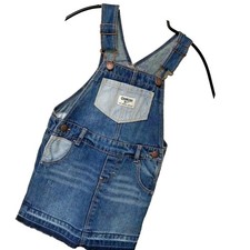 Oshkosh B'gosh Girl's 4T Vestbak Overalls Dress Denim Bib Jumper Stripe Pockets