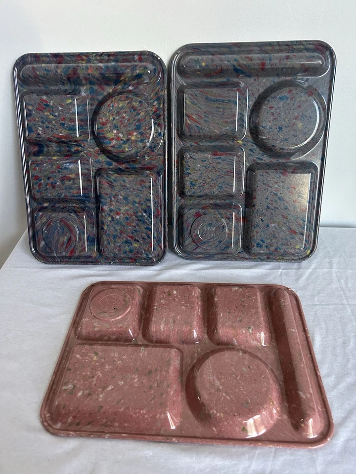 Lot of 3 Texas Ware Lunch Trays 6-Compartment Tan Mix Speckled Confetti - Image 2 of 4