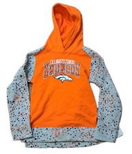 NEW NFL Team Apparel Girl's Denver Broncos Hooded Sweatshirt Size Large