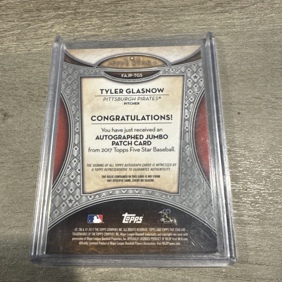 2017 Topps Five Star Autographed Jumbo Patch Tyler Glasnow AUTO RC /35 - Image 2 of 3