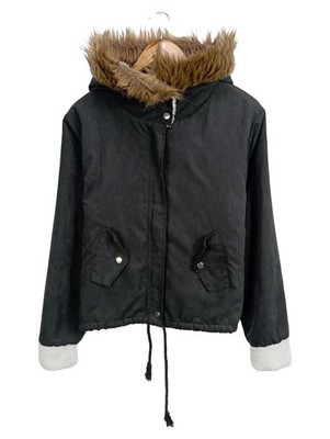 Minetom Damen Winterjacke Gr. 38/M Schwarz Casual mit Kapuze