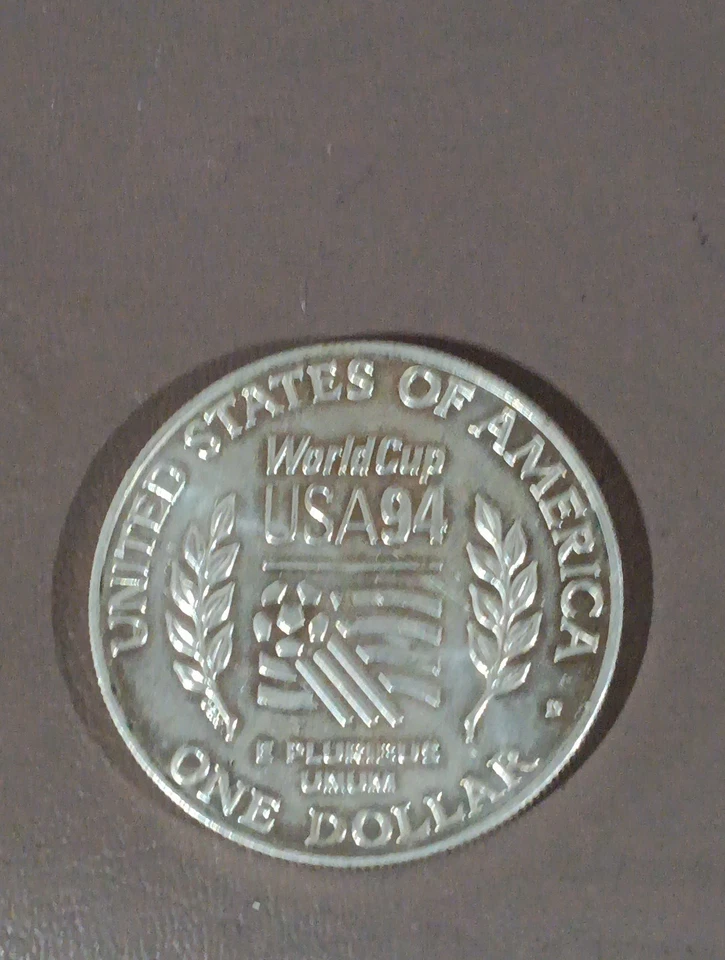 1994-D Soccer World Cup Commemorative Silver Dollar Scratched Up Obverse  - Image 2 of 2