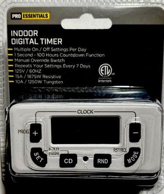 Pro Essentials Indoor Digital Timer Intertek Multiple On/Off Settings Per Day