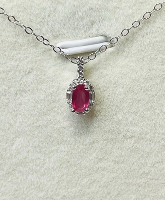 925 Sterling Silver Natural Untreated Small Pink Ruby Pendant Necklace Certified