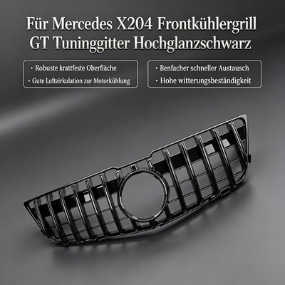 Hochglanzschwarzer Frontgrill GT Design passend für Mercedes GLK X204