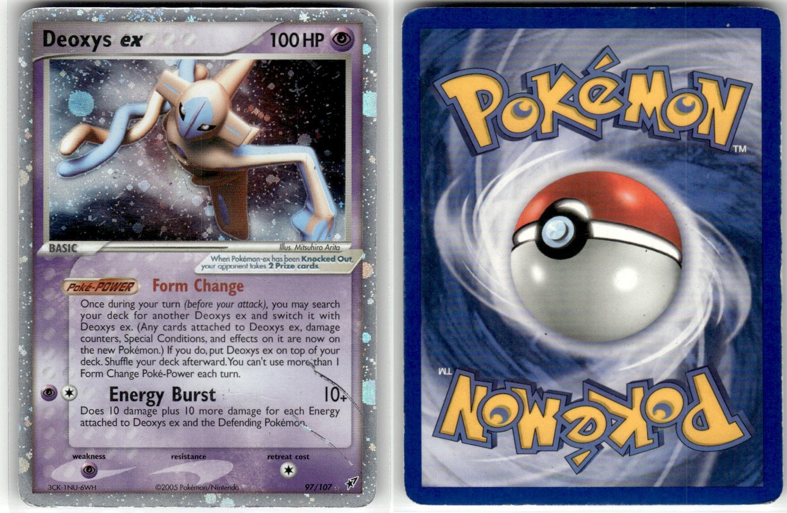 DEOXYS EX - 97/107 - HOLO RARE EX - DEOXYS - POKEMON - - DAMAGED